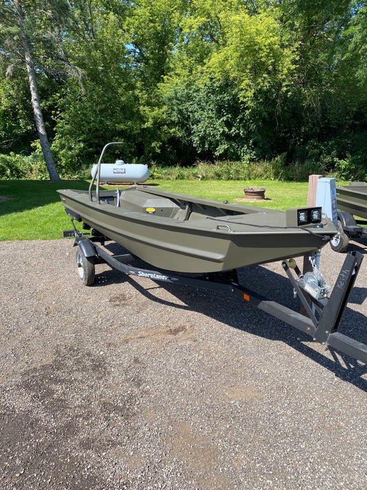 WI GO-DEVIL | 16x44 Duck Hunting Boat Split Seat Layout